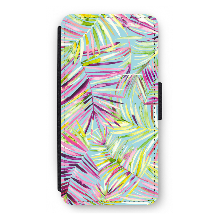 Tropical Palms Blue: iPhone 12 Pro Flip Hoesje