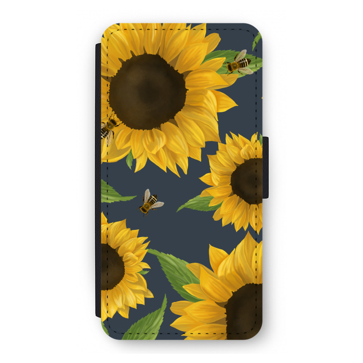 Sunflower and bees: iPhone 12 Pro Flip Hoesje