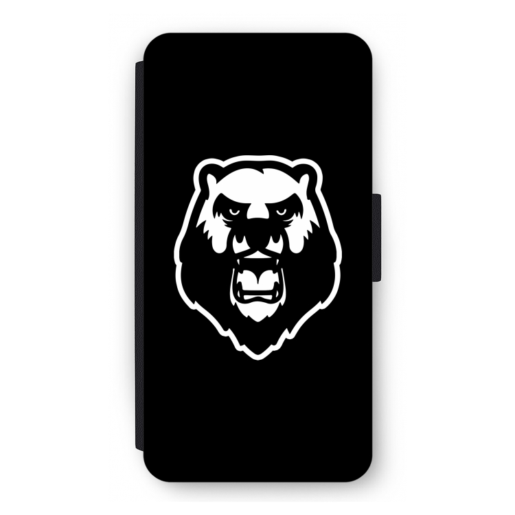Angry Bear (black): iPhone 12 Pro Flip Hoesje
