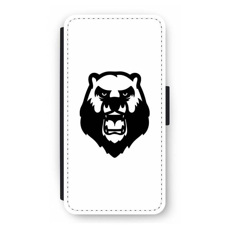 Angry Bear (white): iPhone 12 Pro Flip Hoesje