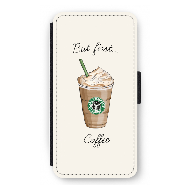 But first coffee: iPhone 12 Pro Flip Hoesje