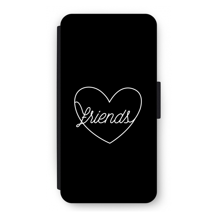 Friends heart black: iPhone 12 Pro Flip Hoesje