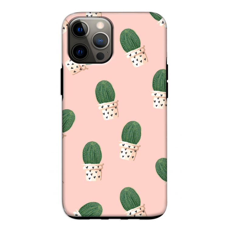 Cactusprint roze: iPhone 12 Pro Tough Case