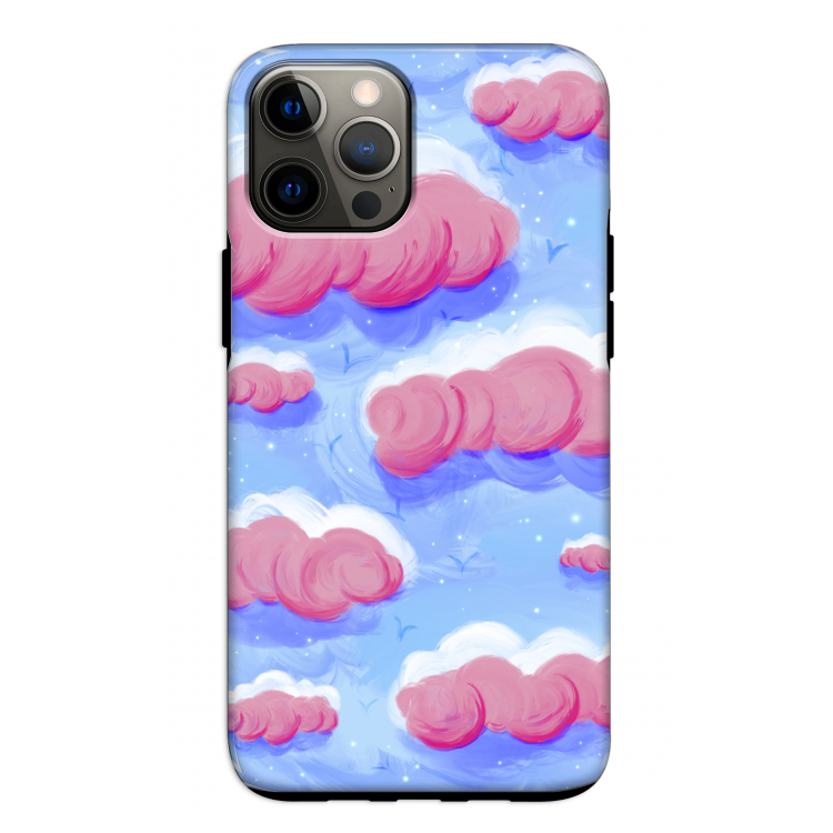 Roze wolken met vogels: iPhone 12 Pro Tough Case