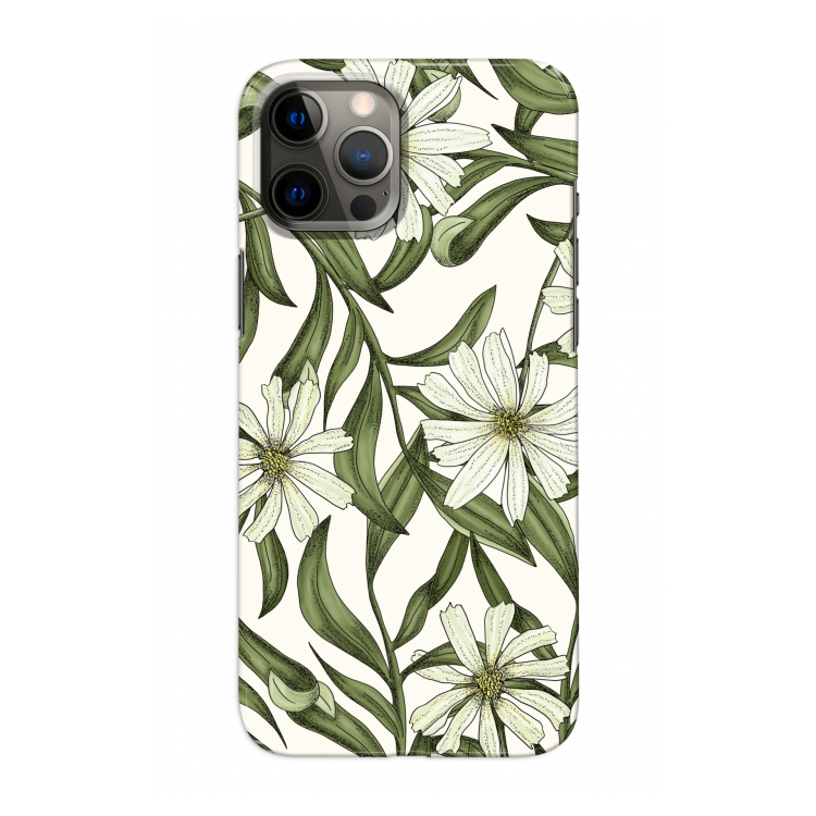 Wit bloemenpatroon: Volledig geprint iPhone 12 Pro Hoesje