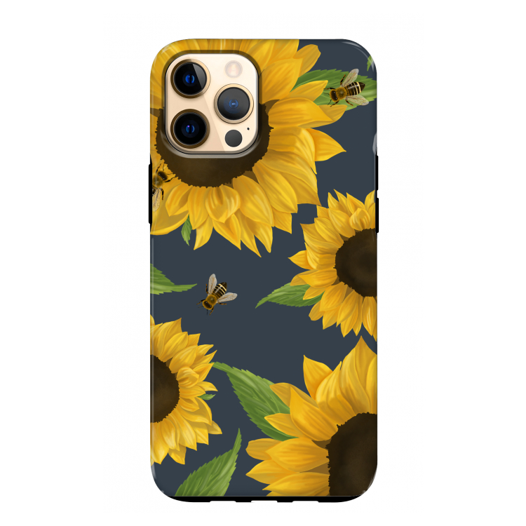 Sunflower and bees: iPhone 12 Pro Max Tough Case