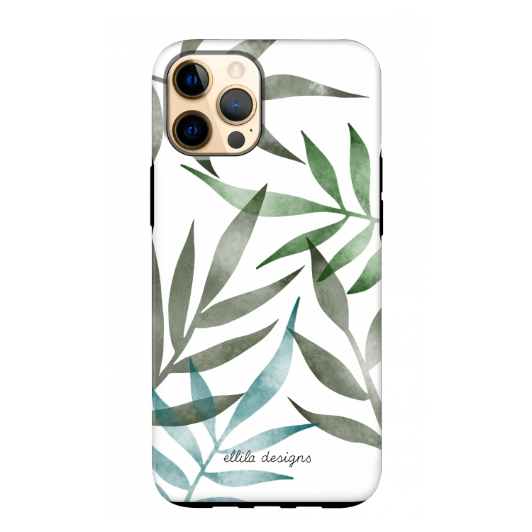 Tropical watercolor leaves: iPhone 12 Pro Max Tough Case