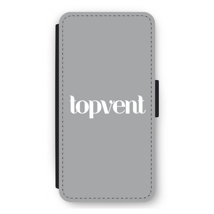 Topvent Grijs Wit: iPhone 12 Pro Max Flip Hoesje