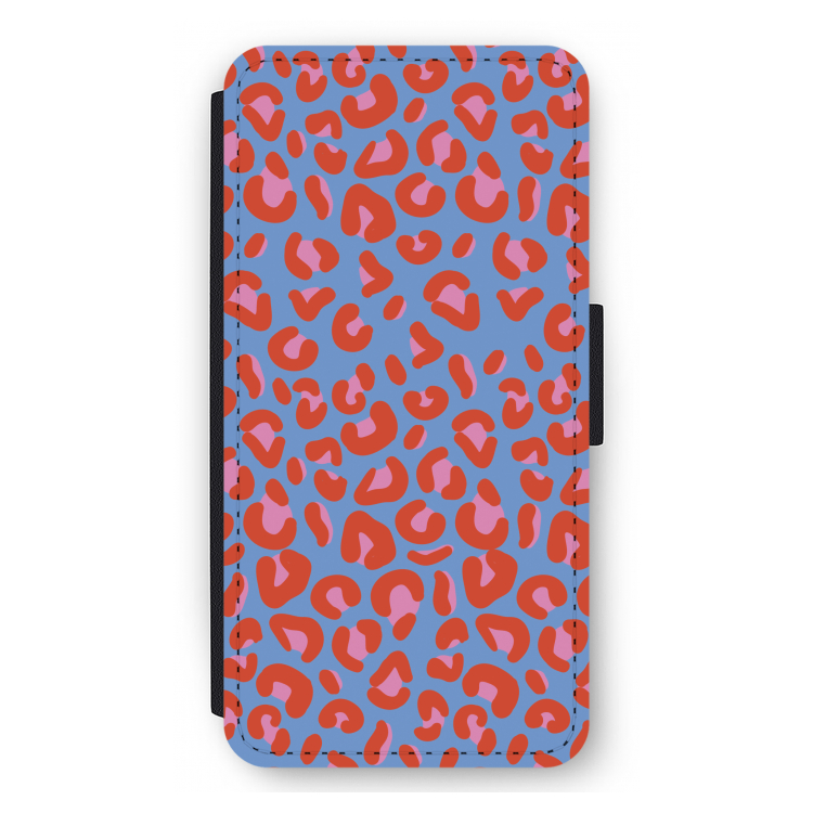 Leopard blue: iPhone 12 Pro Max Flip Hoesje