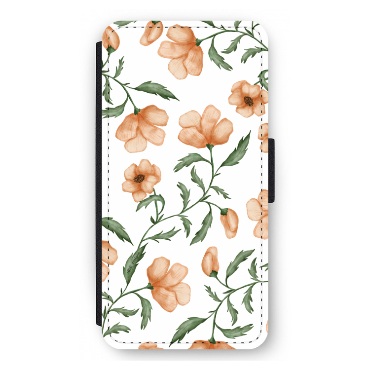 Peachy flowers: iPhone 12 Pro Max Flip Hoesje