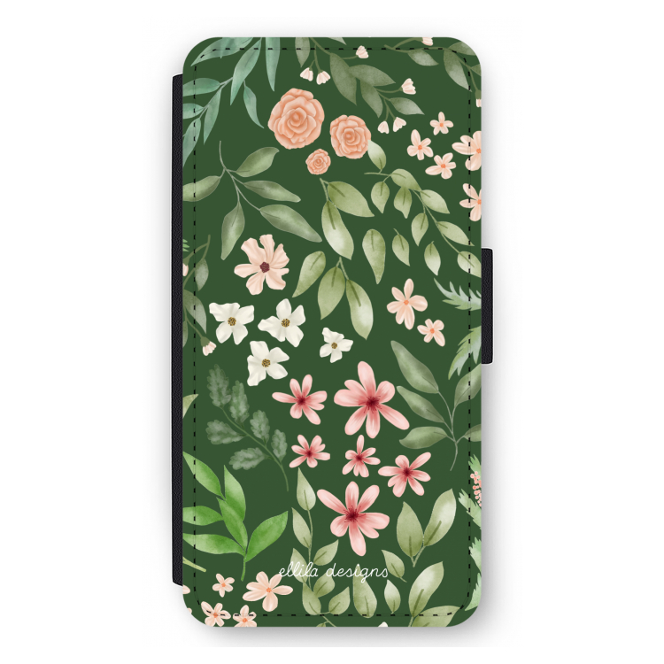 Botanical green sweet flower heaven: iPhone 12 Pro Max Flip Hoesje