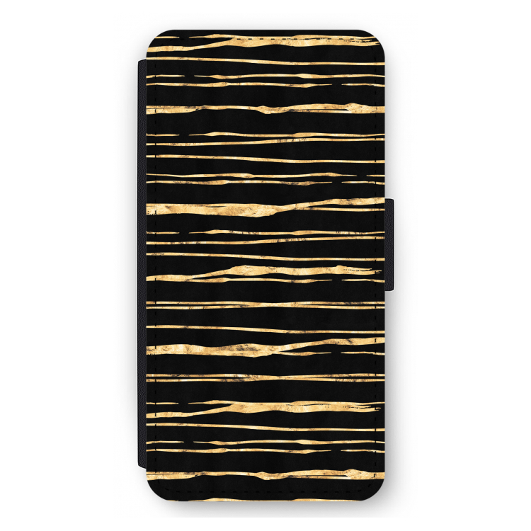 Gouden strepen: iPhone 12 Pro Max Flip Hoesje