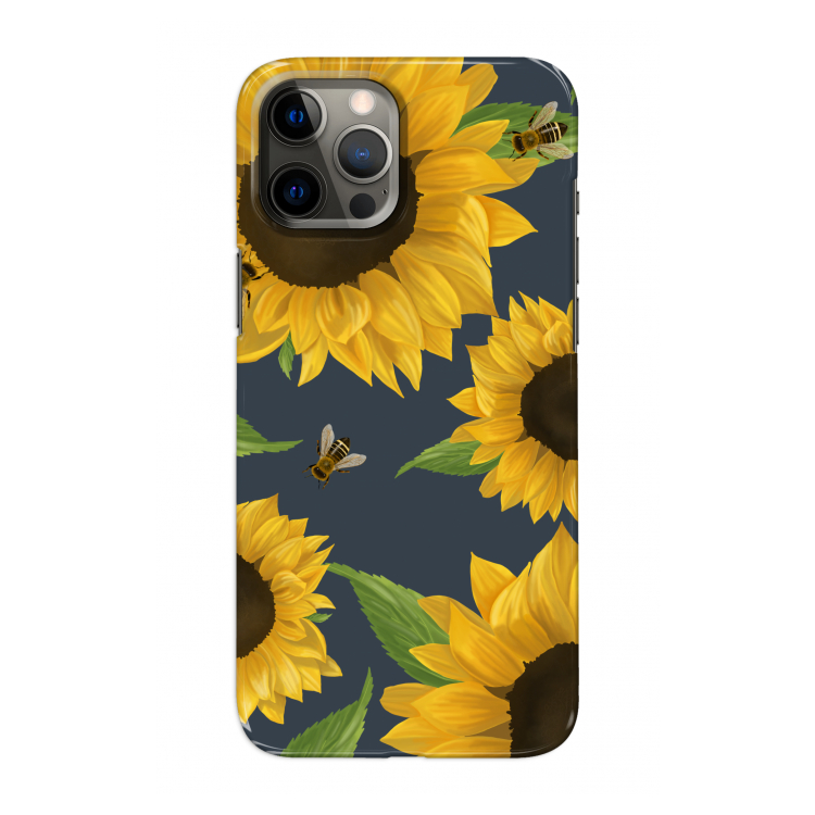 Sunflower and bees: Volledig geprint iPhone 12 Pro Max Hoesje