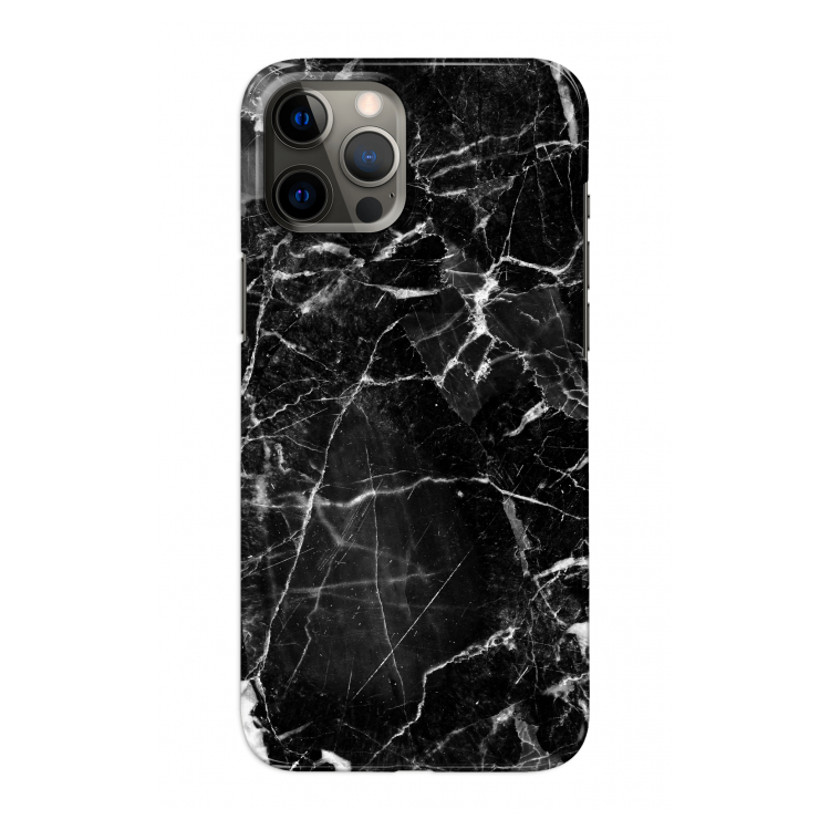 Zwart Marmer 2: Volledig geprint iPhone 12 Pro Max Hoesje