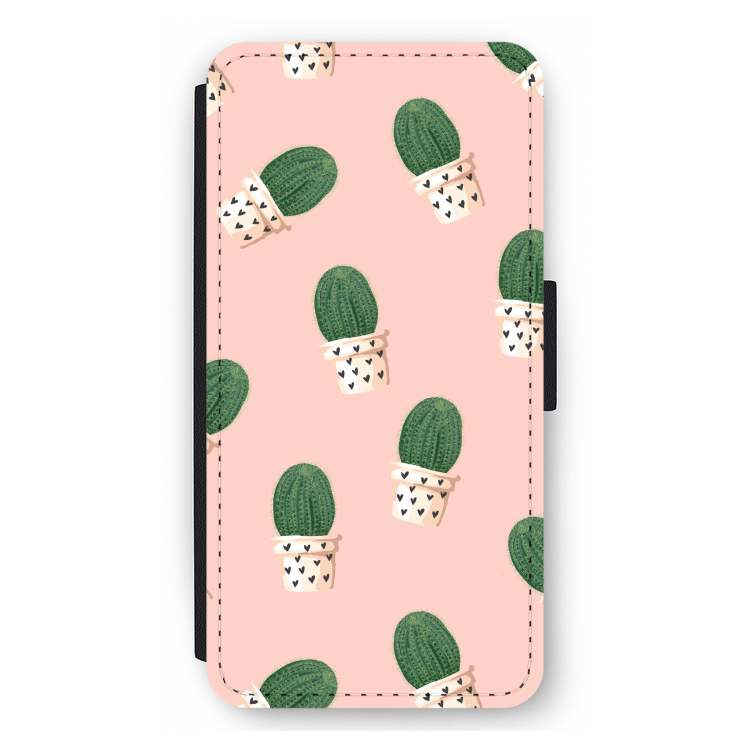 Cactusprint roze: iPhone 12 Pro Max Flip Hoesje