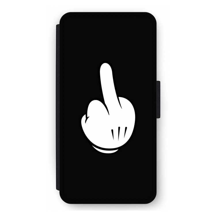 Middle finger black: iPhone 12 Pro Max Flip Hoesje