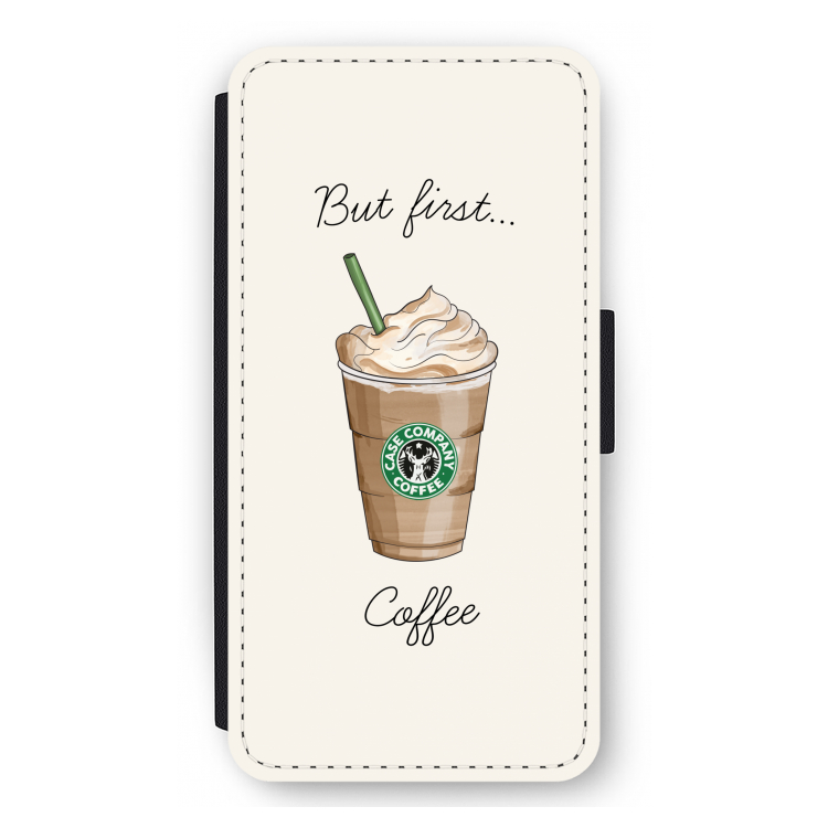 But first coffee: iPhone 12 Pro Max Flip Hoesje