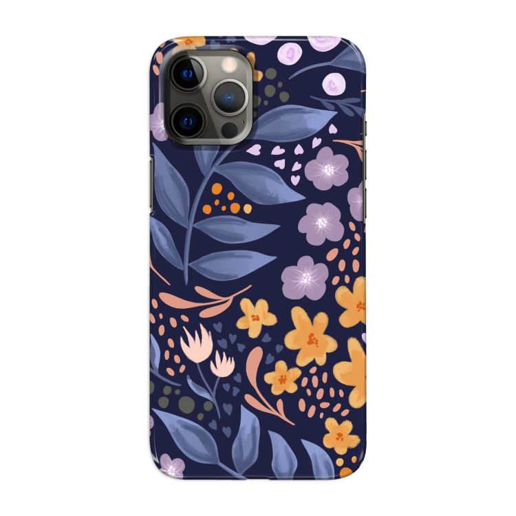 Flowers with blue leaves: Volledig geprint iPhone 12 Pro Max Hoesje