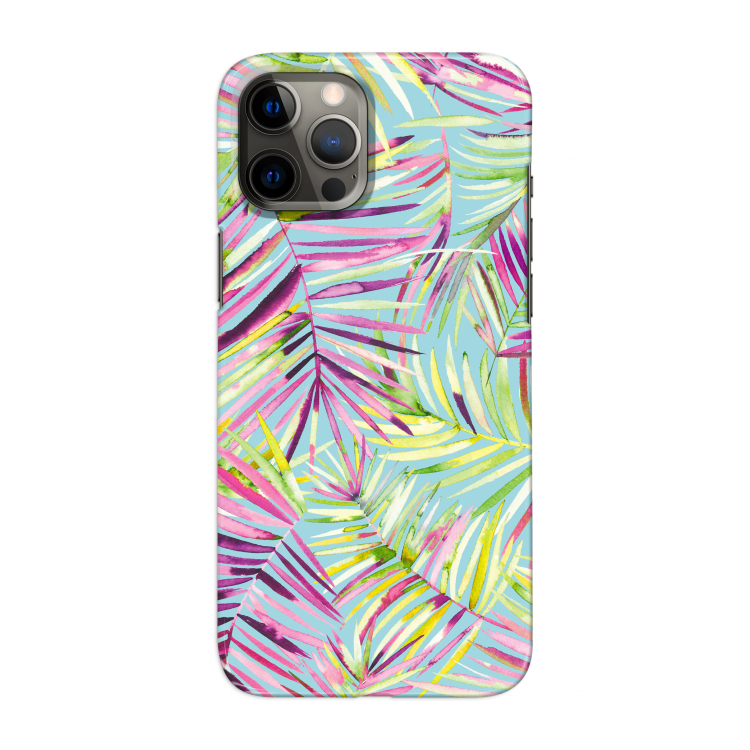 Tropical Palms Blue: Volledig geprint iPhone 12 Pro Max Hoesje
