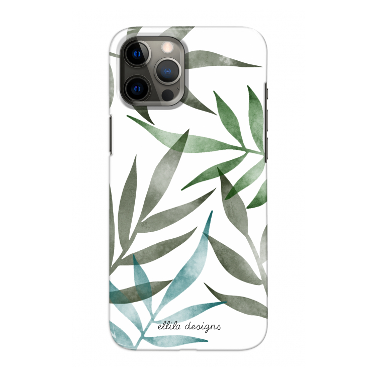 Tropical watercolor leaves: Volledig geprint iPhone 12 Pro Max Hoesje