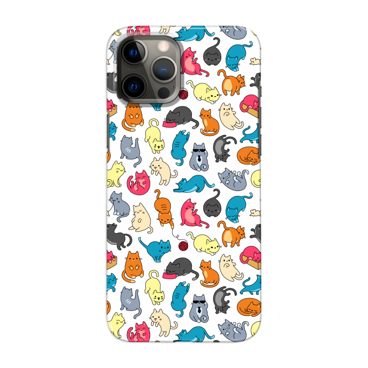 Kleurrijke katten: Volledig geprint iPhone 12 Pro Max Hoesje