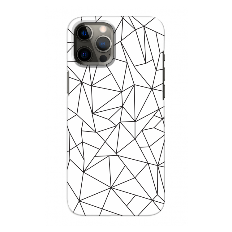 Geometrische lijnen zwart: Volledig geprint iPhone 12 Pro Max Hoesje