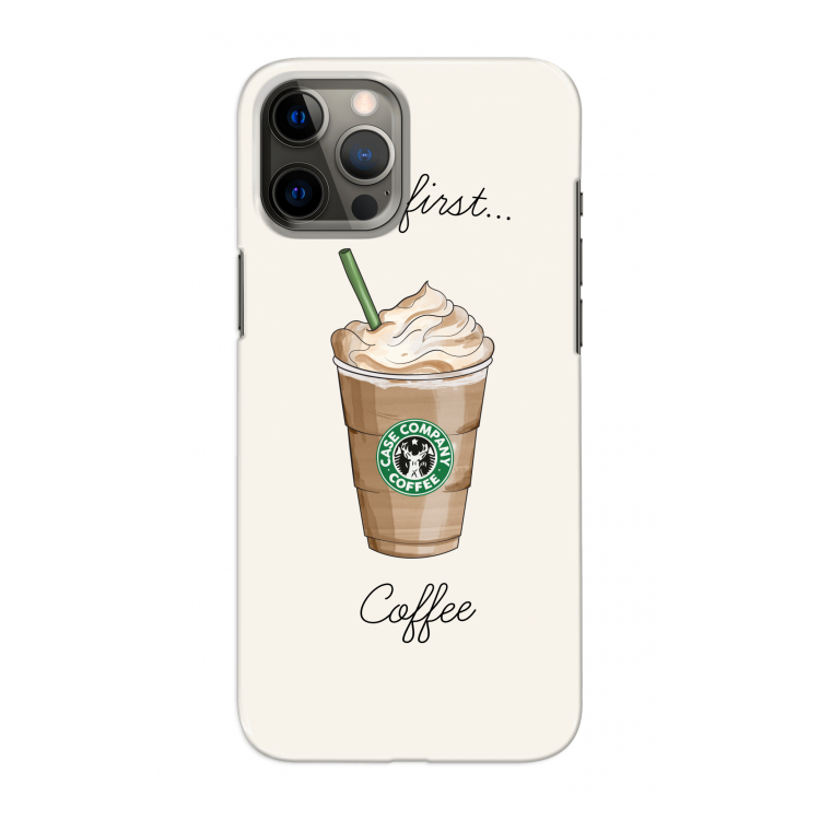 But first coffee: Volledig geprint iPhone 12 Pro Max Hoesje