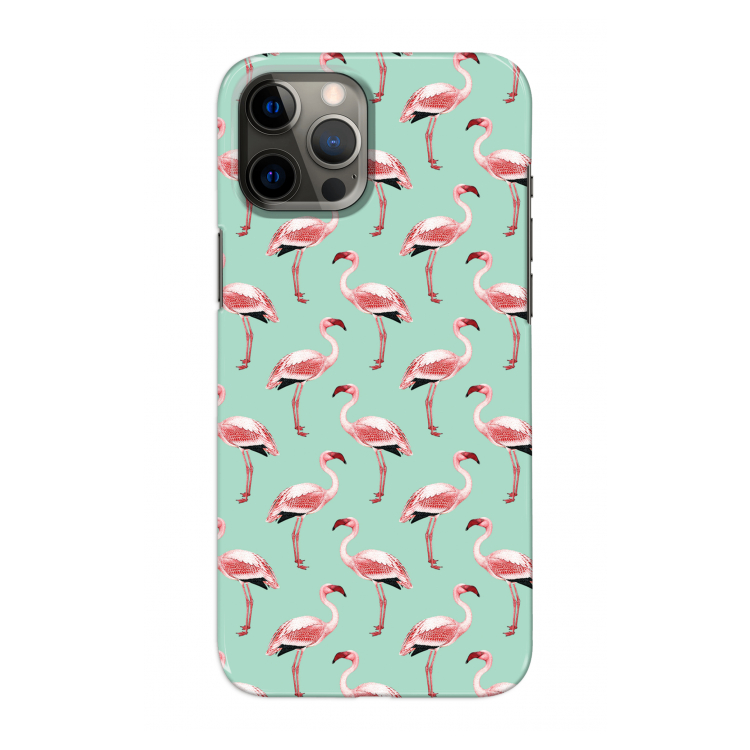 Flamingoprint groen: Volledig geprint iPhone 12 Pro Max Hoesje