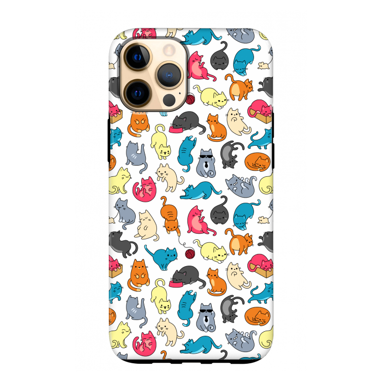 Kleurrijke katten: iPhone 12 Pro Max Tough Case