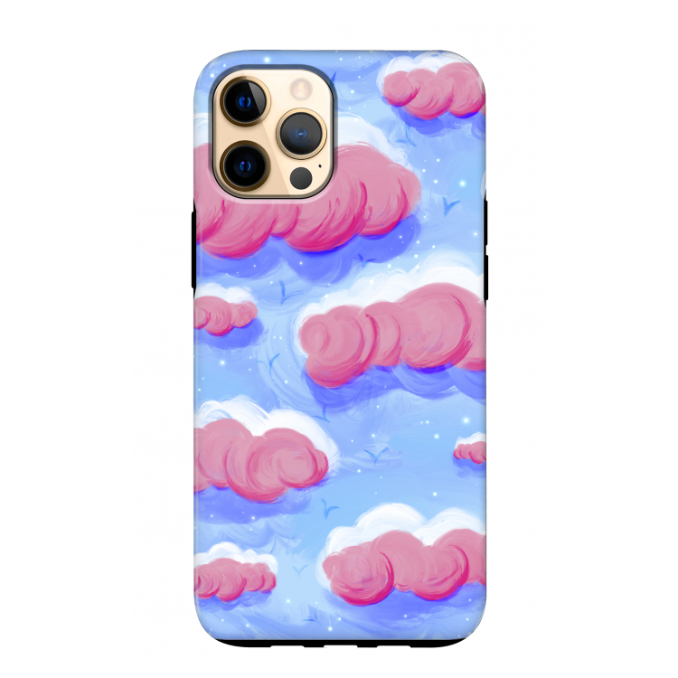 Roze wolken met vogels: iPhone 12 Pro Max Tough Case
