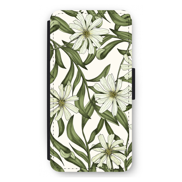 Wit bloemenpatroon: iPhone 12 Pro Max Flip Hoesje