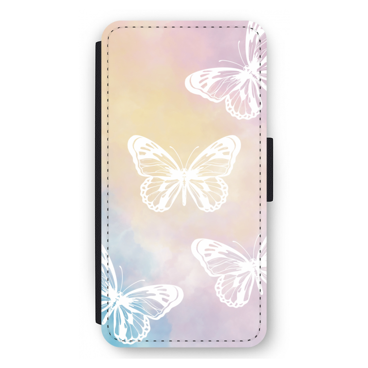 White butterfly: iPhone 12 Pro Max Flip Hoesje