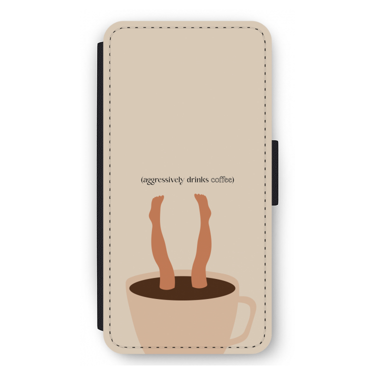Aggressively drinks coffee: iPhone 12 Pro Max Flip Hoesje