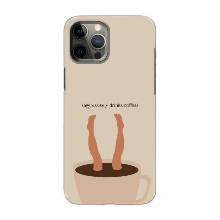 Aggressively drinks coffee: Volledig geprint iPhone 12 Pro Max Hoesje