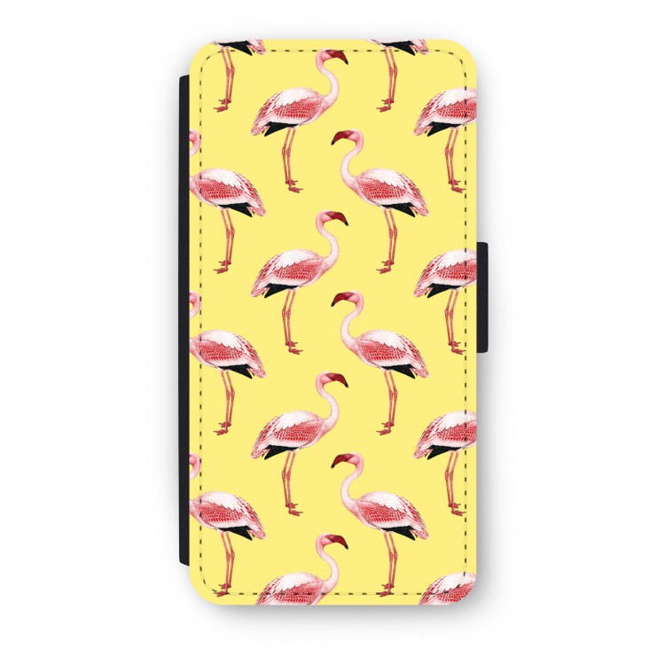 Flamingo's geel: iPhone 7 Plus Flip Hoesje