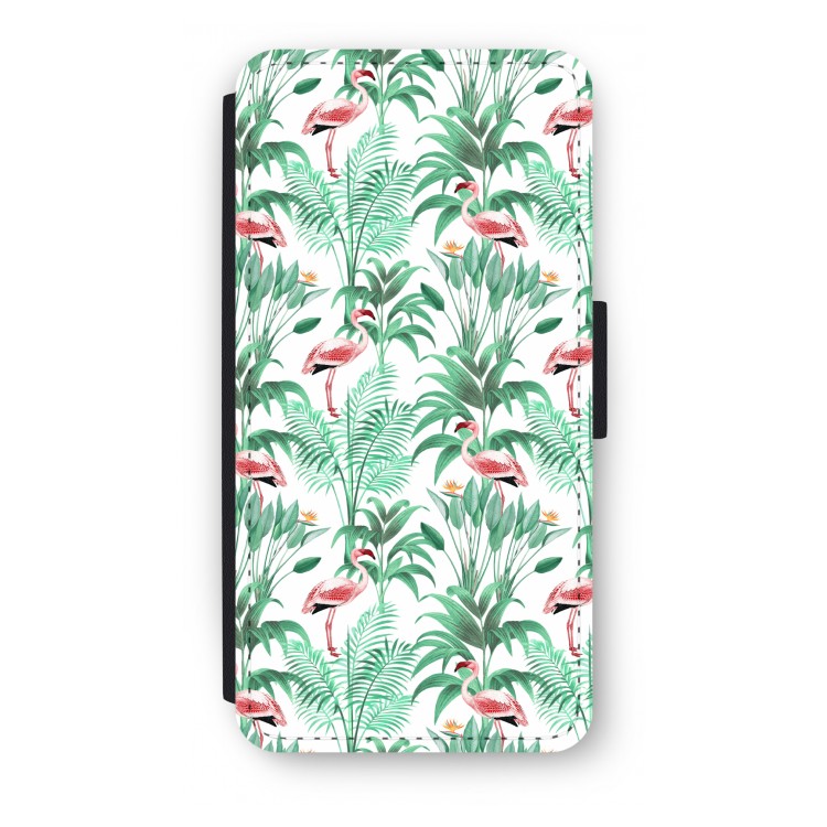 Flamingo bladeren: iPhone 7 Plus Flip Hoesje