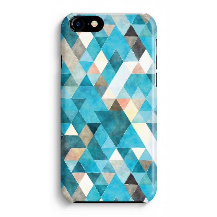 Gekleurde driehoekjes blauw: Volledig Geprint iPhone 7 Hoesje