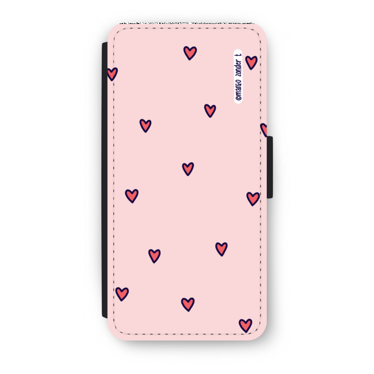 Hartjes: iPhone 7 Flip Hoesje