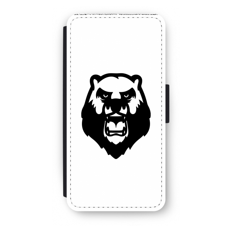 Angry Bear (white): iPhone 7 Flip Hoesje