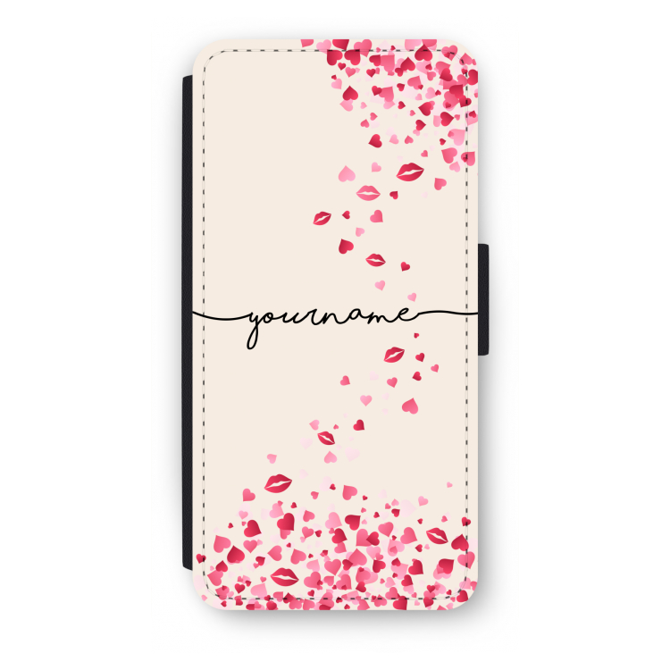 Hartjes en kusjes: iPhone 7 Flip Hoesje