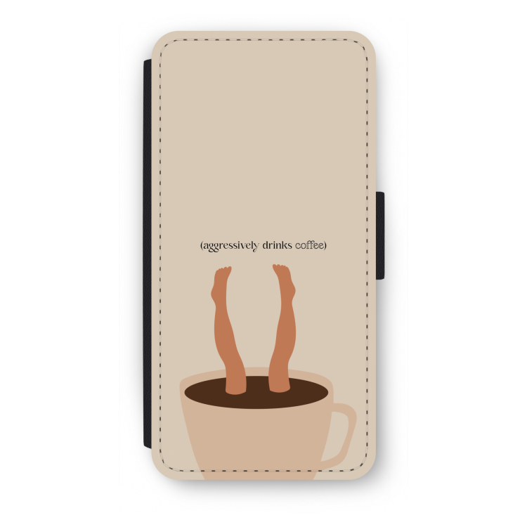 Aggressively drinks coffee: iPhone 7 Flip Hoesje