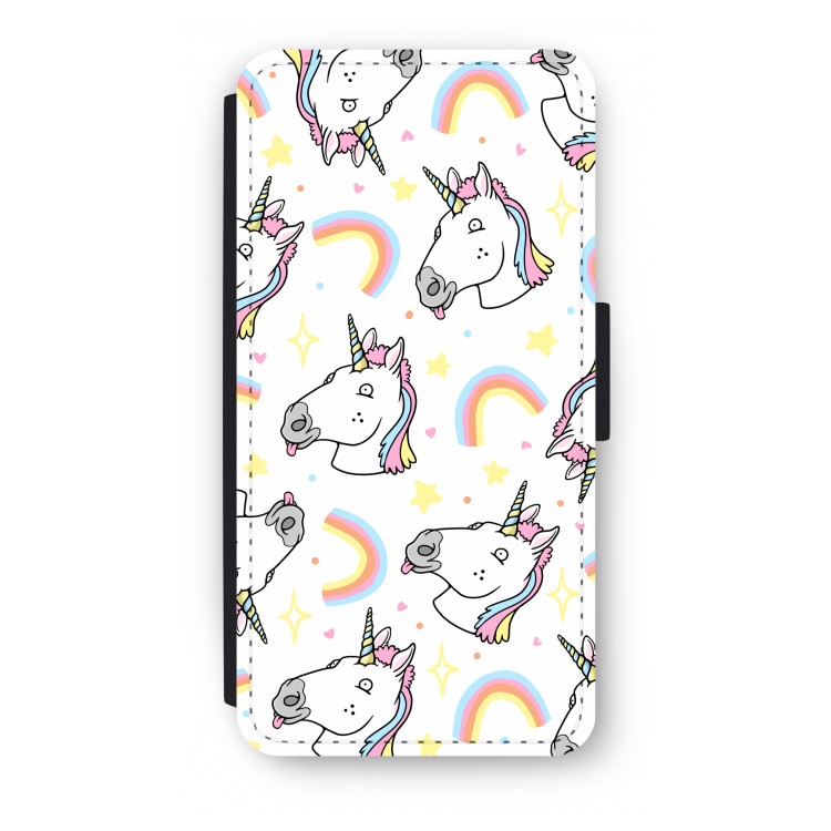 Rainbow Unicorn: iPhone 7 Plus Flip Hoesje