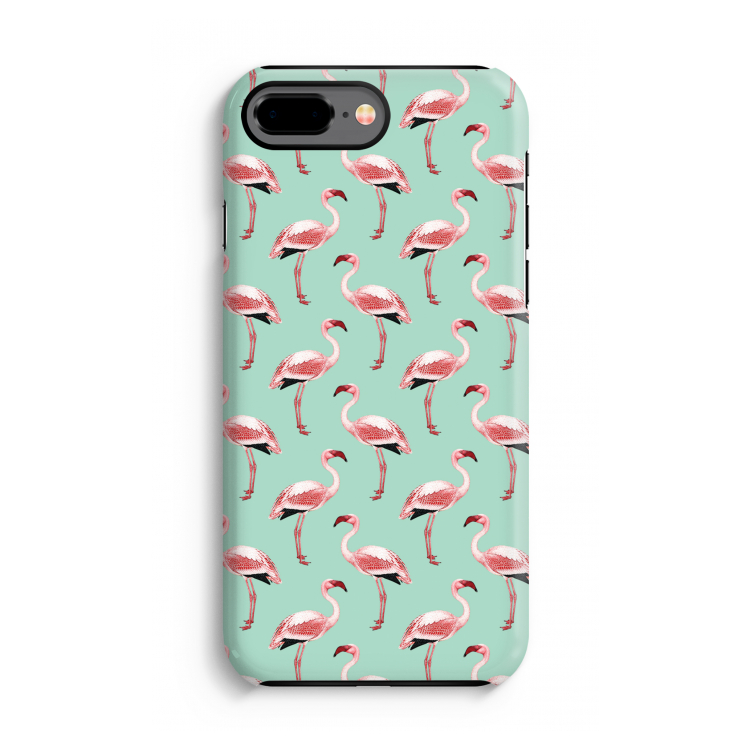 Flamingoprint groen: iPhone 7 Plus Tough Case