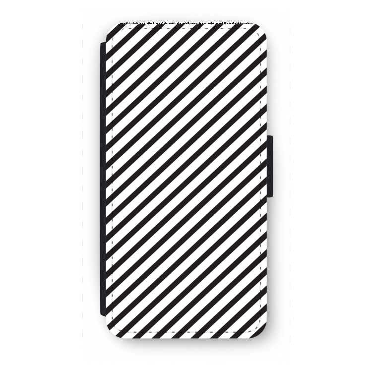 Strepen zwart-wit: iPhone 7 Plus Flip Hoesje