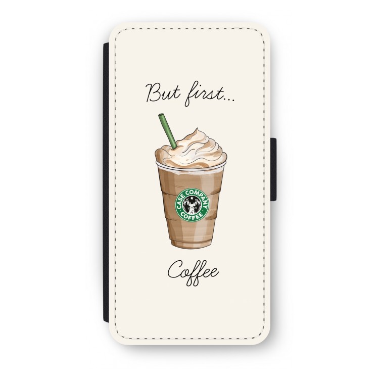 But first coffee: iPhone 8 Flip Hoesje