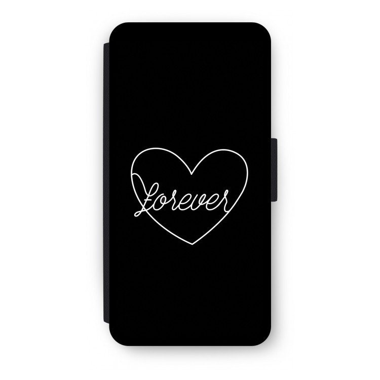 Forever heart black: iPhone 8 Flip Hoesje