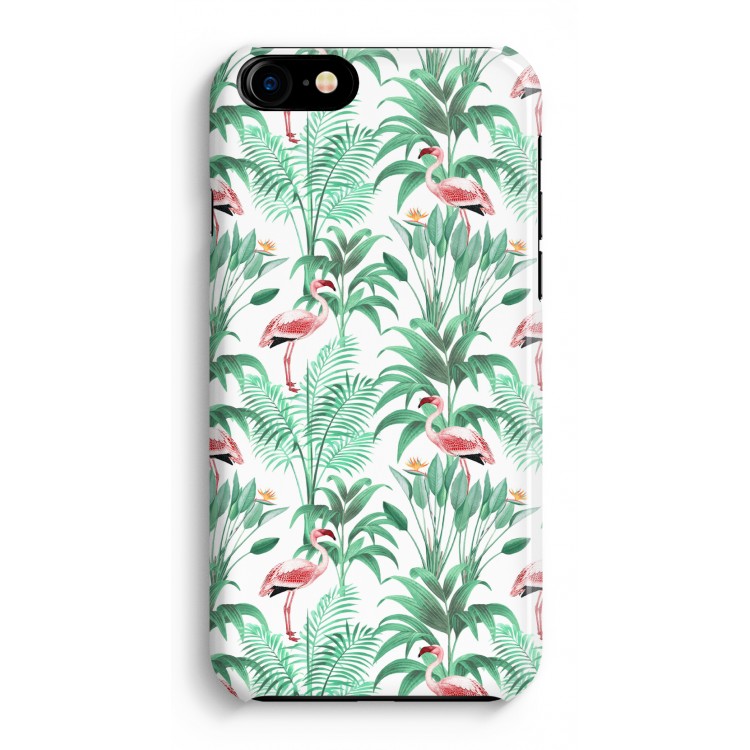 Flamingo bladeren: iPhone 8 Volledig Geprint Hoesje