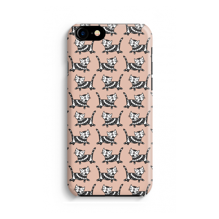Zwarte poes: iPhone 8 Volledig Geprint Hoesje