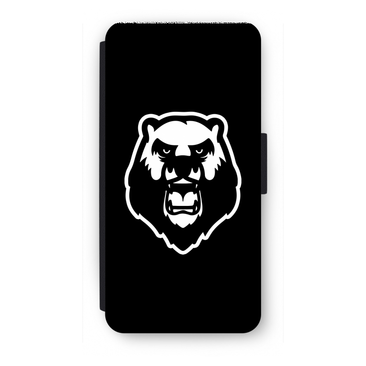 Angry Bear (black): iPhone 8 Flip Hoesje
