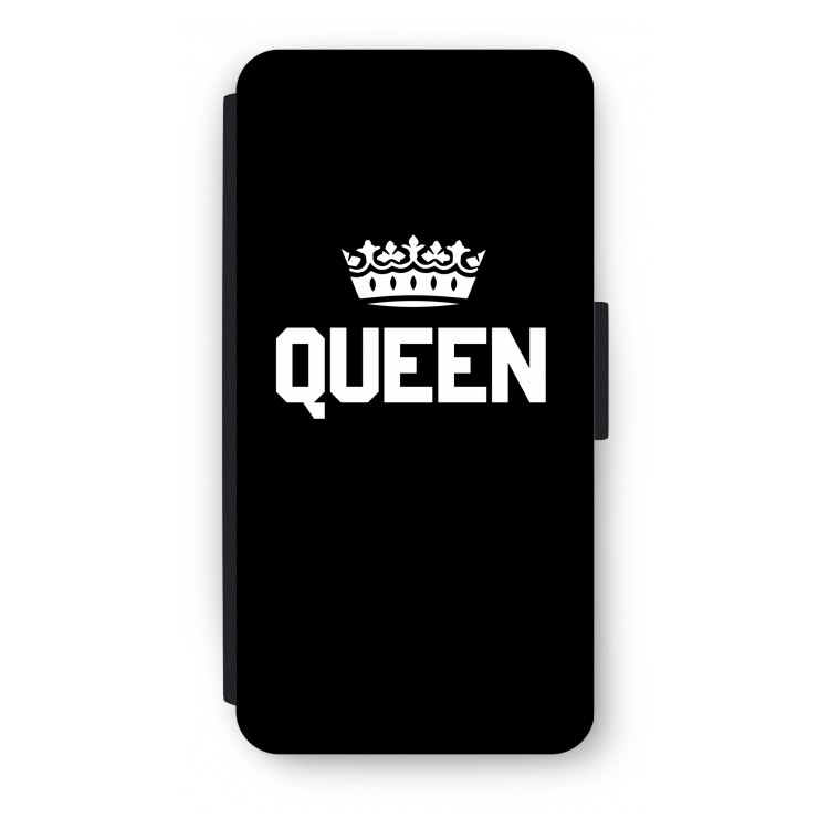 Queen zwart: iPhone 8 Plus Flip Hoesje